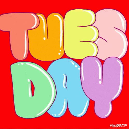 Red Background With Tuesday in Different Colors