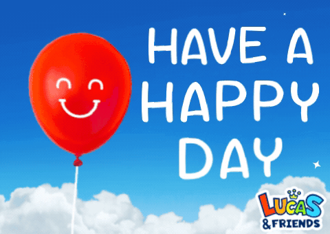 Red Balloon Saying Happy Day Lucas and Friends