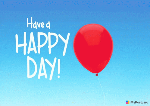 Red Balloon Saying Have A Happy Day GIF