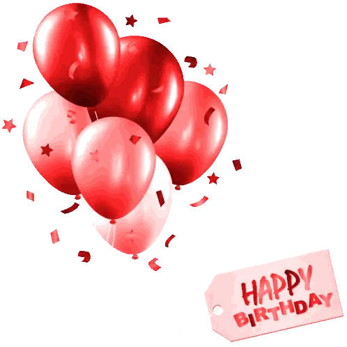 Red Balloons With Happy Birthday Tag