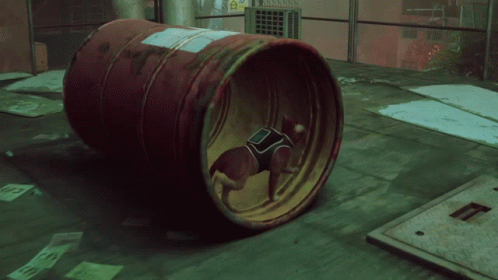 Red Barrel With White Sticker Saying A GIF