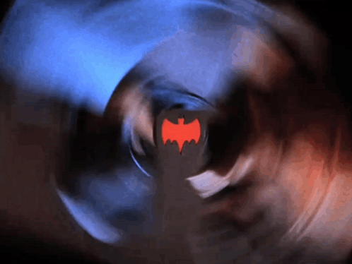 Red Bat Logo with Blue and Red Background