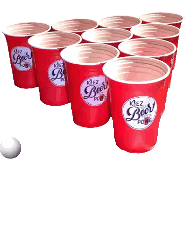 Red Beer Pong Cups with White Ball