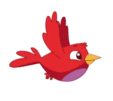 Red Bird Flying with Yellow Beak