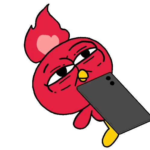 Red Bird Holding Phone
