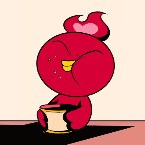 Red Bird with Heart and Yum Yum
