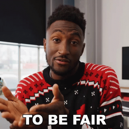 Red Black Sweater Man Saying To Be Fair