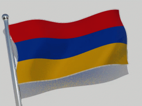 Red Blue Yellow Striped Flag Flying