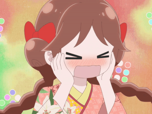 Red-Bow Girl Making Funny Face Eyes Closed GIF