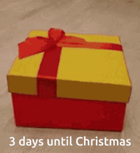 Red Box with Yellow Ribbon 3 Days Until Christmas