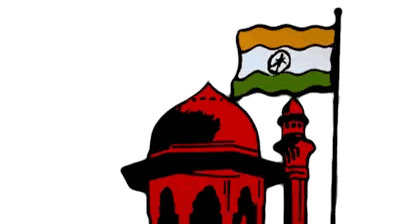Red Building With Flag