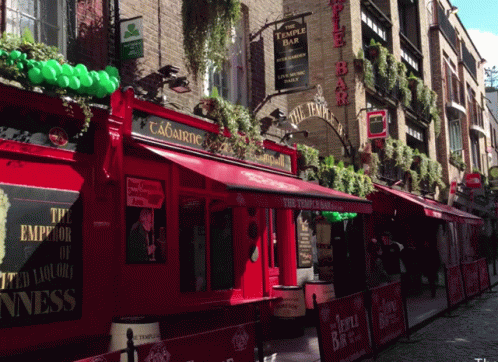 Red Building With Temple Bar GIF