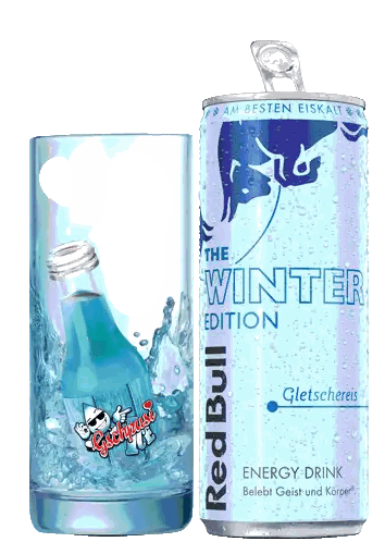 Red Bull Can Next to Glass