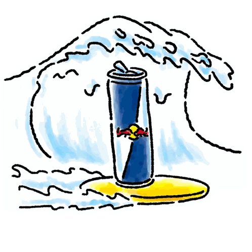 Red Bull Can on Surfboard