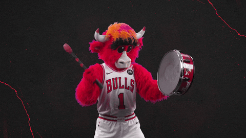 Red Bull Mascot Benny Hitting Drum GIF