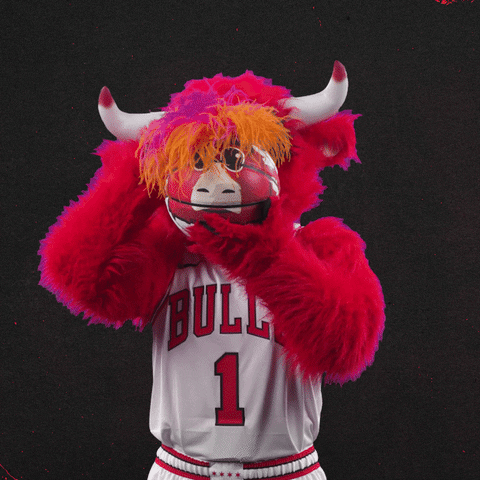Red Bull Mascot Benny Holding Basketball GIF