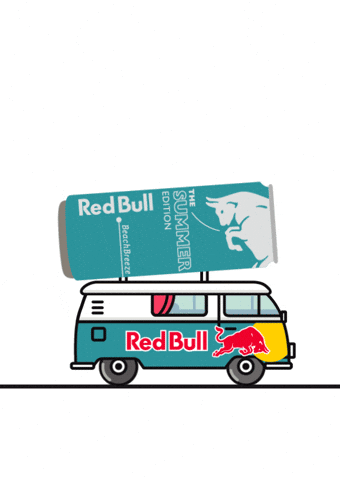 Red Bull Van Featuring Can On Roof GIF