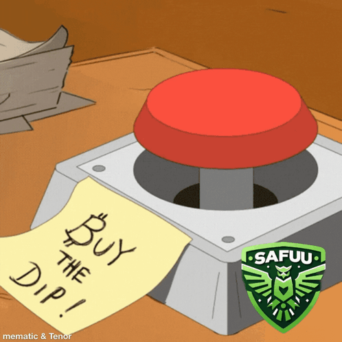 Red Button With Note Buy the Dip