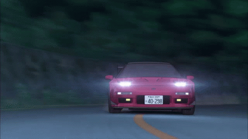 Red Car Approaching Anime GIF