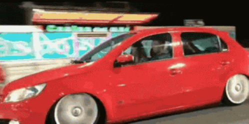 Red Car In Front Of Crabby Food Truck GIF