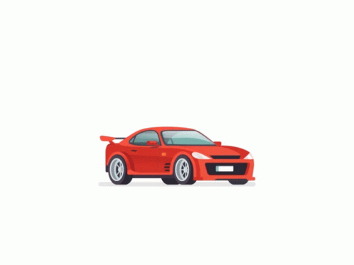 Red Car With Hood Open Flying