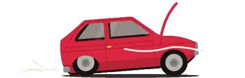 Red Car With Open Door