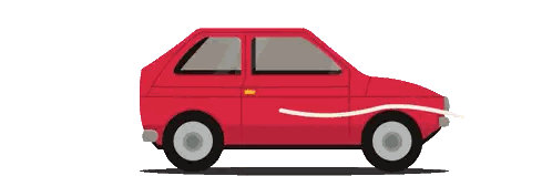Red Car With Open Hood
