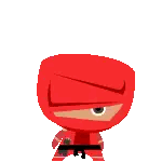 Red Cartoon Character with Gun and Black Belt