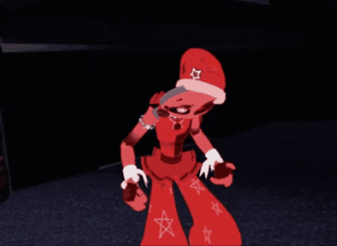 Red Cartoon Character With White Star on Head