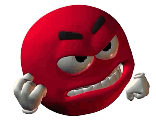 Red Cartoon Smiley Face Angry Covering Ears
