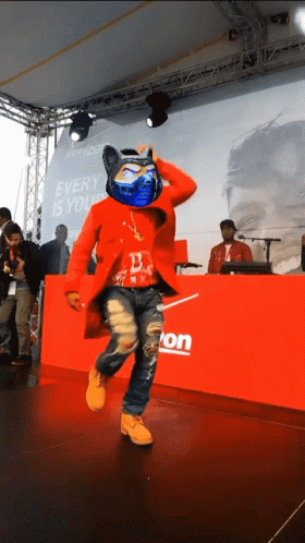 Red Coat Man Dancing At Every Is You Sign GIF