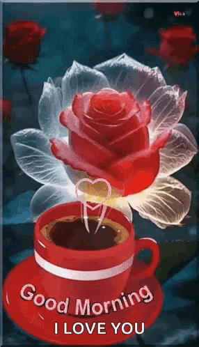 Red Coffee Cup and Rose