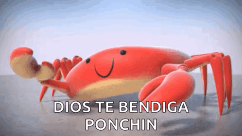 Red Crab Smiling Dios Te Bendiga Ponchin