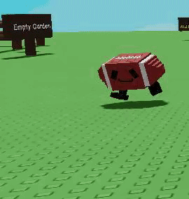 Red Cube With Face Walking On Green Field GIF