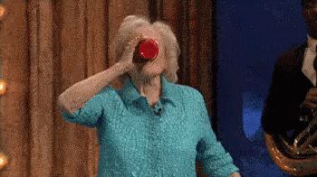 Red Cup Betty White Drinking GIF