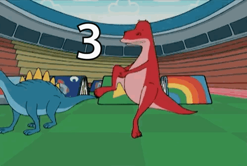 Red Dinosaur Broken Ankles GIF