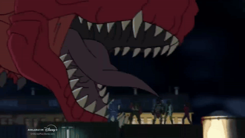 Red Dinosaur Cartoon with Disney Logo