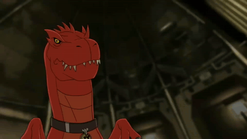 Red Dinosaur With Sharp Teeth