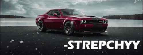 Red Dodge Challenger Parked