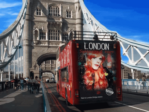 Red Double Decker Bus Saying London GIF