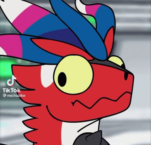 Red Dragon With Colorful Hat and TikTok Logo