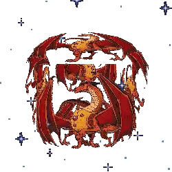 Red Dragons Surrounded by Blue Stars