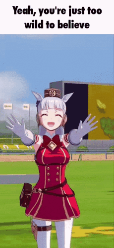 Red Dress Girl Saying Yeah You're Just Too Wild