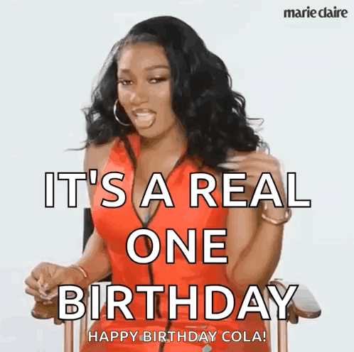 Red Dress Woman Saying Real One Birthday Cola