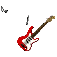 Red Electric Guitar with Musical Notes