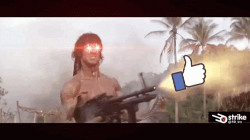 Red Eye Rambo Machine Gun GIF