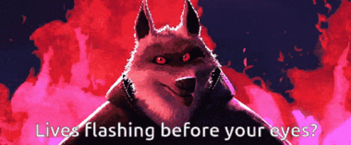 Red Eyed Wolf Pixel Art Lives Flashing Before Your Eyes