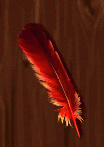 Red Feather On Brown Surface GIF