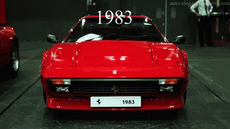 Red Ferrari 1984 in Showroom