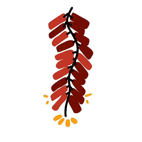 Red Fireworks with Yellow Dots